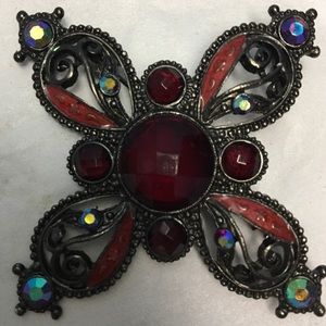 Beautiful Vintage Colorful Rhinestone Brooch Pin